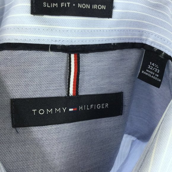 Tommy Hilfiger Non-iron Blue Stripe Dress Shirt - Picture 5 of 5